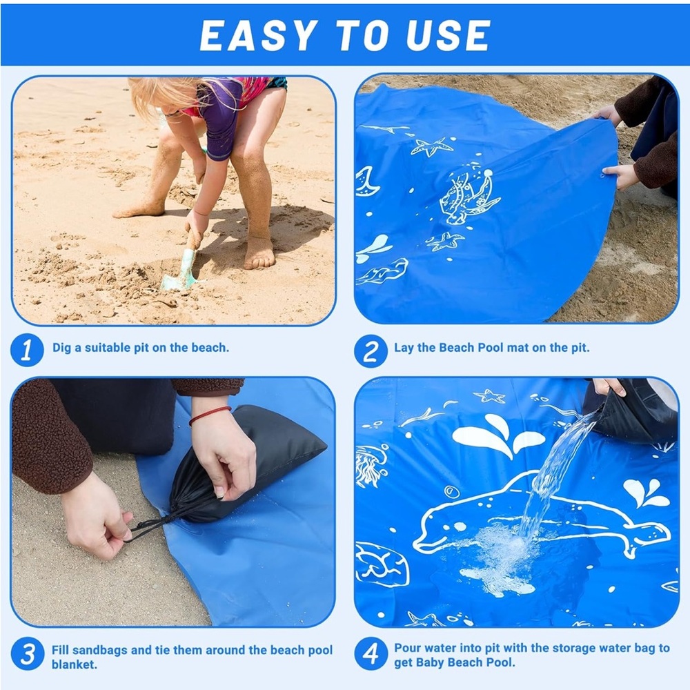 Blue Baby Beach Pool Mat - Portable Kids Splash Pad